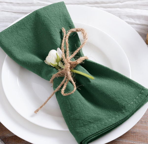 Emerald Green Cotton Linen Cloth Napkins Set of 8 – Rustic Reusable Dinner Napkins