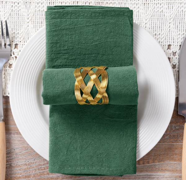 Emerald Green Cotton Linen Cloth Napkins Set of 8 – Rustic Reusable Dinner Napkins