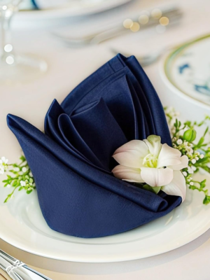 Navy Blue Heavy Duty Cloth Napkins Set of 4 – Washable Dinner Napkins