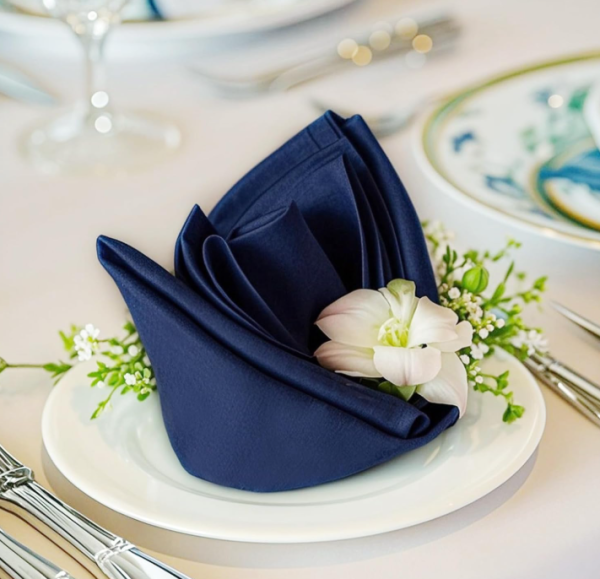 Navy Blue Heavy Duty Cloth Napkins Set of 4 – Washable Dinner Napkins