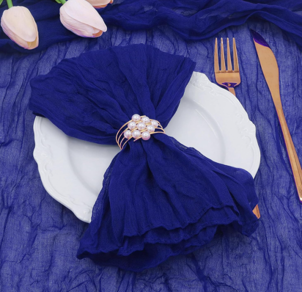Royal Blue Cheesecloth Napkins Set of 12 – Rustic Gauze Table Napkins
