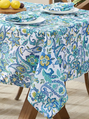 Mediterranean Blue Paisley Tablecloth