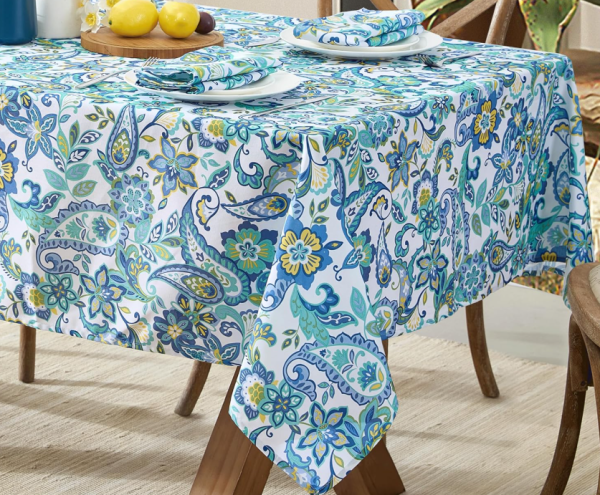 Mediterranean Blue Paisley Tablecloth