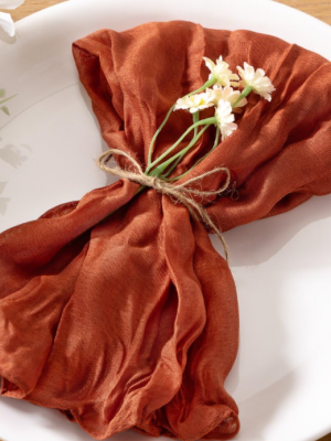 Terracotta Cheesecloth Napkins Set of 10 – Boho Gauze Rustic Table Napkins