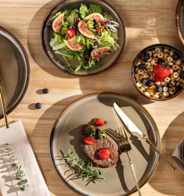 Handmade Reactive Glaze Ceramic Dinnerware Set for 4