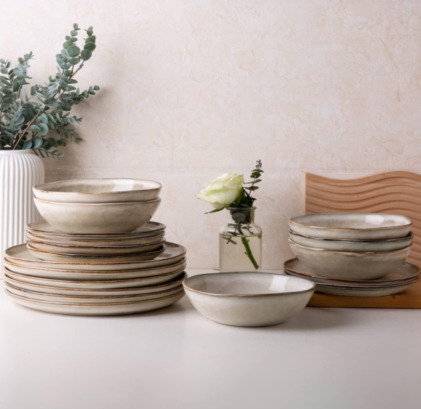 Reactive Glaze Stoneware Dinnerware Set for 4 – Scratch Resistant