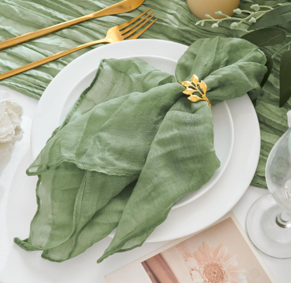 Sage Green Cheesecloth Napkins Set of 12 – Rustic Gauze Table Napkins