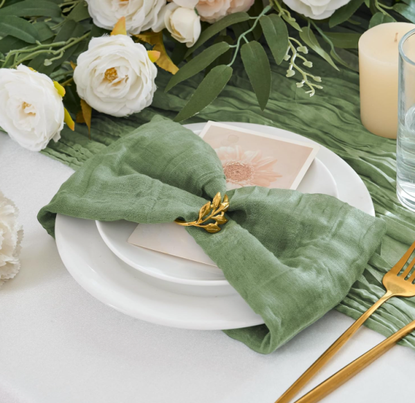 Sage Green Cheesecloth Napkins Set of 12 – Rustic Gauze Table Napkins