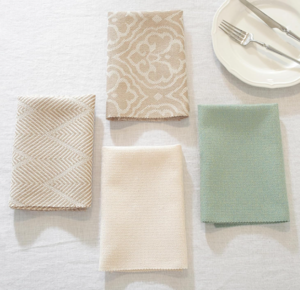 Green Textured Cloth Napkins Set of 6 – Rustic Reusable Table Napkins