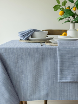 Textured Fabric Rectangle Tablecloth – Light Blue