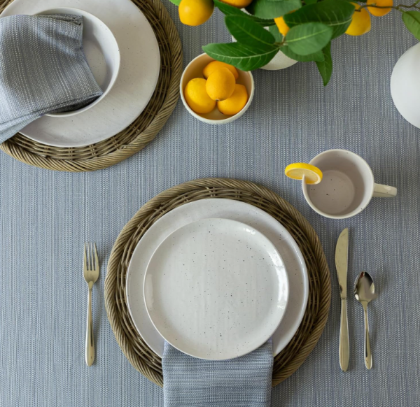 Textured Fabric Rectangle Tablecloth – Light Blue